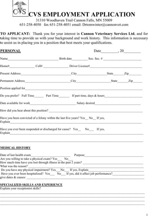 Teaching, assistant, academic, or research. Download CVS Job Application Form for Free - FormTemplate