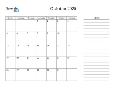 October 2025 Calendar Pdf Word Excel