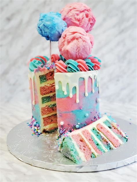 cotton candy cake cotton candy buttercream cotton candy toppers and some fancy sprinkles 😍 r