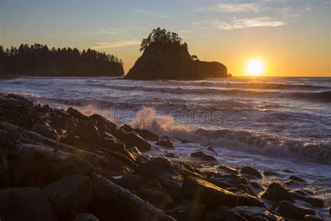 Sunset At Rialto Beach Olympic National Park Stock Photo Image Of