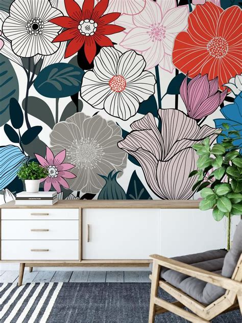 Flower Wallpaper Floral Self Adhesive Removable Wallpaper Etsy