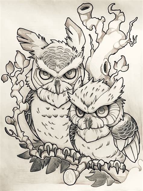 Owls Drawing Owl Tattoo