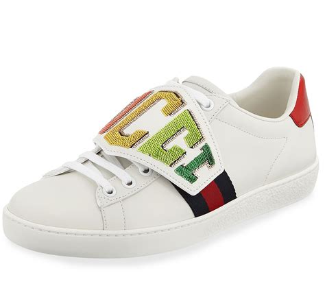 Gucci Ace Rainbow Gucci Patch Leather Sneakers Hewi