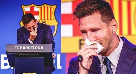 messi breaks down in tears as he explains why he s leaving barcelona after 21 years