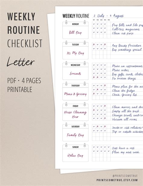 Weekly Cleaning Checklist / Flylady Basic Weekly Plan / Weekly | Etsy | Weekly cleaning ...