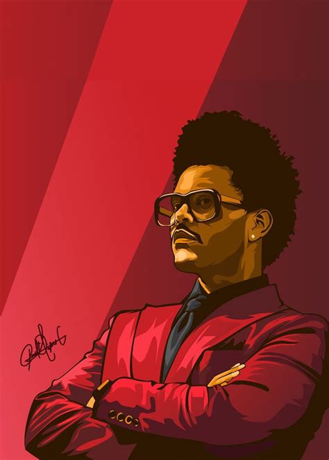 The Weeknd Metal Poster Print Paul Draw Displate Retro Poster