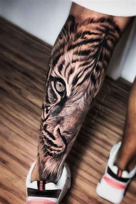 Tatuagem De Tigre Na Panturrilha Tatuagens Na Perna Masculinas