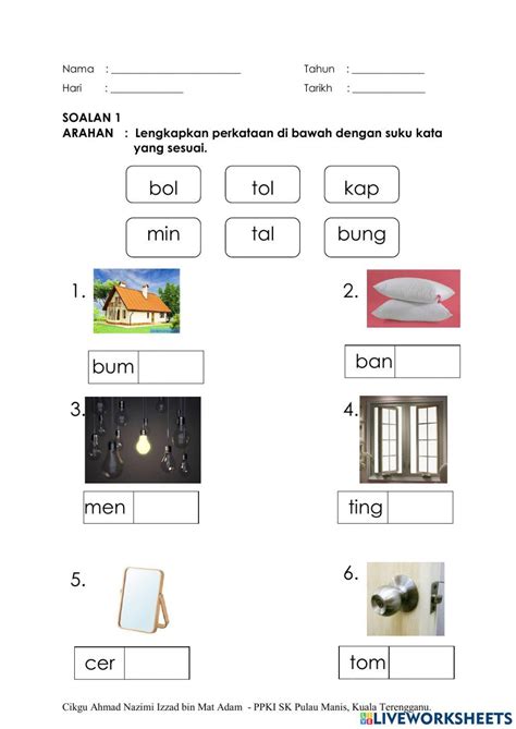 Bahasa Melayu Pendidikan Khas Tahun 3 Activity Live Worksheets