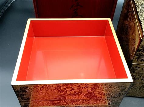 Antique Japanese Wajima Urushi Lacquer Jubako Stacking Box Makie Wwood