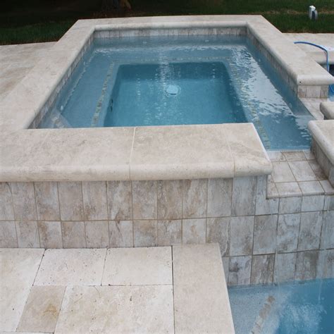 Ivory Travertine Bullnose Pavers Can Be Used For Pool Coping Outdoor