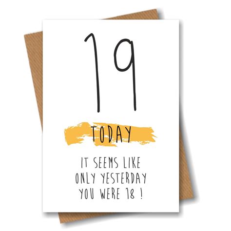 Funny 19th Birthday Card 19 Today Seems Like Only Yesterday Etsy