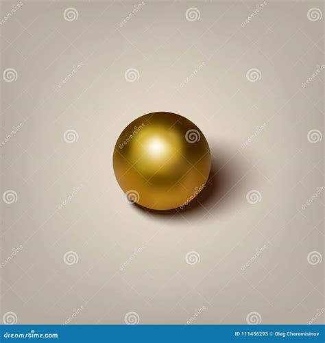Vector Realistic Golden Ball With Shadow On Gray Background Stock