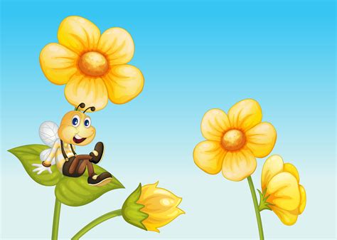 Bee On A Flower 519696 Vector Art At Vecteezy