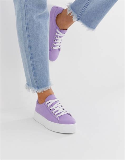 Asos Design Day Light Chunky Lace Up Sneakers In Lilac Asos