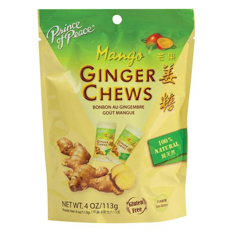 Prince Of Peace Mango Ginger Chews 4 Oz Pouch Nassau Candy
