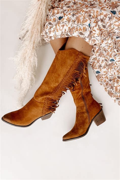 Wilder Faux Suede Fringe Boots New Tan · Nanamacs