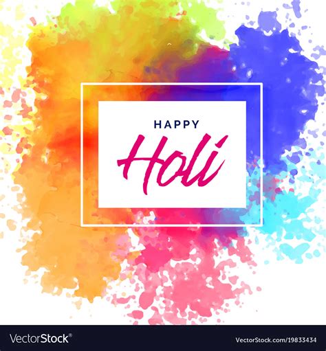 Happy Holi Poster Design With Colorful Stains Vector Image