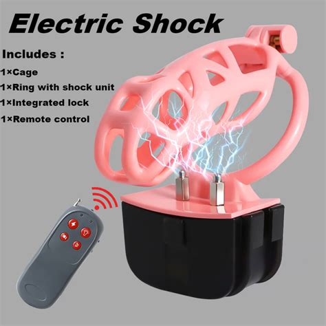 new pink male cock cage set electric shock shell mamba curved cobra chastity device cobra cages