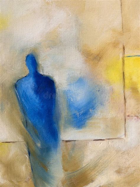 Modern Abstract Oil Painting Of A Standing Figure Stock Illustration
