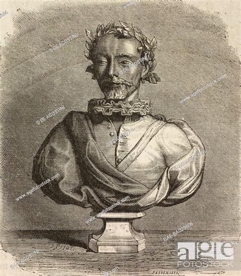 Bust Of Torquato Tasso Drawing By J Petot From Rome 1864 1868 By