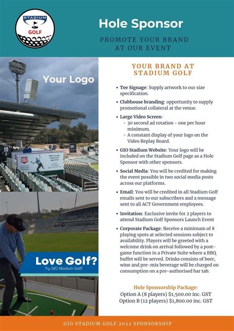 Stadium Golf Sponsorship Gio Stadium Canberra
