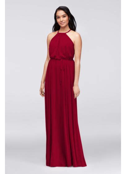 Browse beautiful david's bridal wedding dresses and find the perfect gown to suit your bridal style. Halter Bridesmaid Dress with Slim Sash | David's Bridal