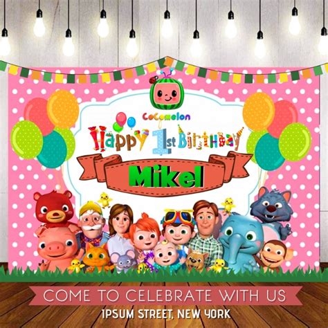 Cocomelon Printable Party Backdrop Banner Birthday Poster