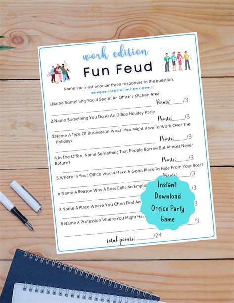 Office Party Printable Fun Feud Game Coworker Staff Game Etsy