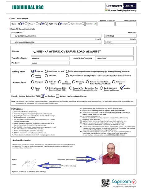 Sample Digital Signature Certificate Download Fill Online Printable
