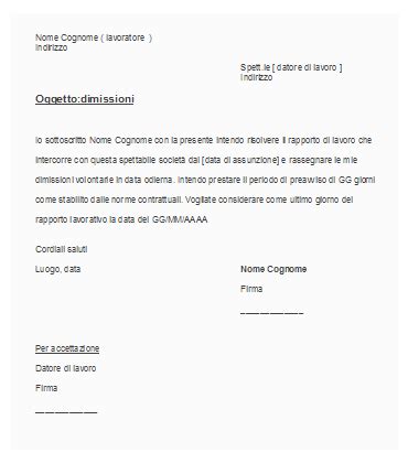 Lettera Di Dimissioni Okpedia