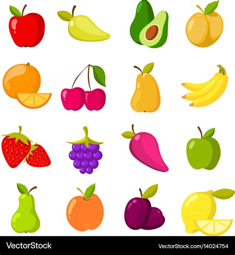 Cartoon Fruits Clipart Collection Isolated Vector Image