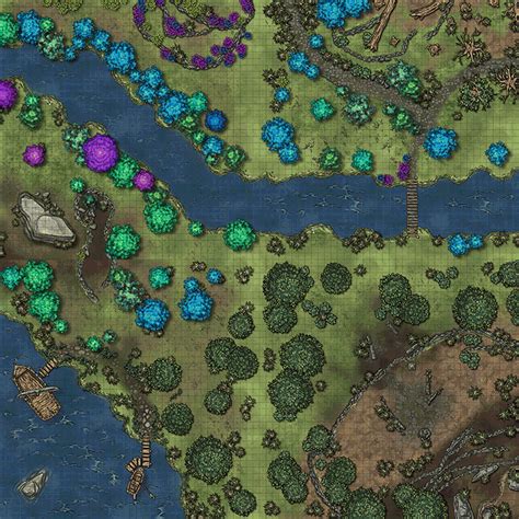 Vtt Battle Maps Fantasy Town Modular Forest 440x40 80x80