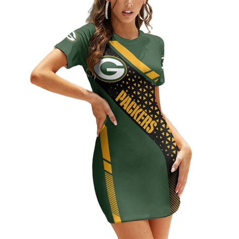 Green Bay Packers Limited Edition Summer Casual Short Sleeve Bodycon Mini Dress Gts005466