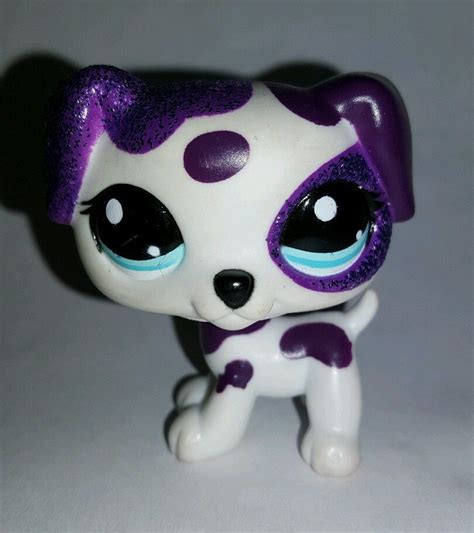 Littlest Pet Shop Purple White Sparkle Glitter Dog Blue Eyes 2136