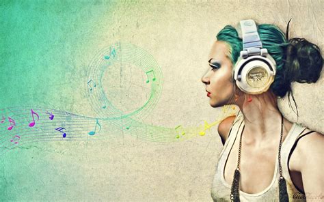 Online Crop Female Wearing Headphones Digital Wallpaper Music