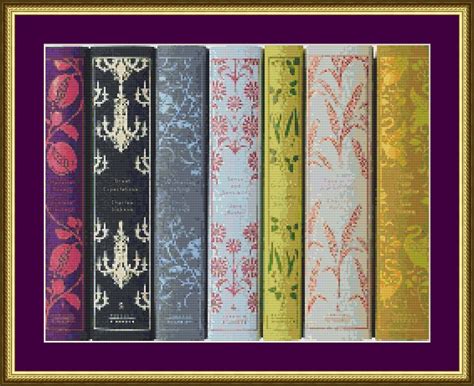 Classic Book Spines Counted Cross Stitch Pattern