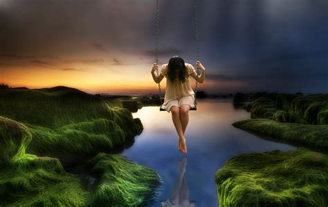 Sad Woman On Swing Image Free Stock Photo Public