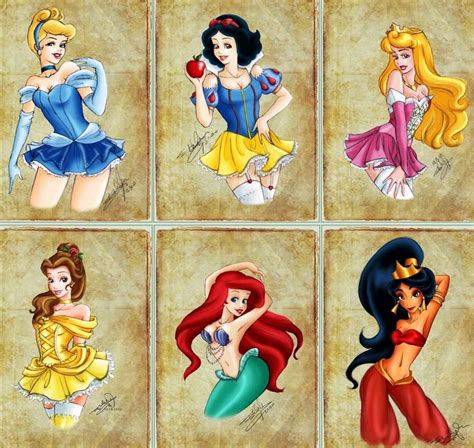 Sexy Versions Of Disney Princesses Cartoon Illustrations Via