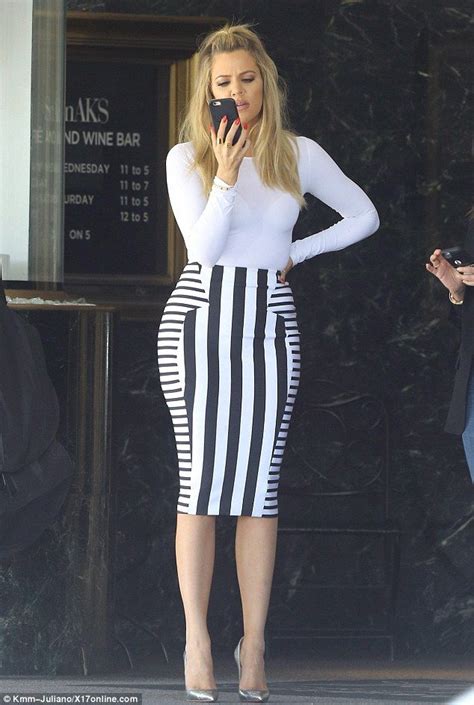 Khloé Kardashian Looks Incredible In Striped Pencil Skirt Khloe