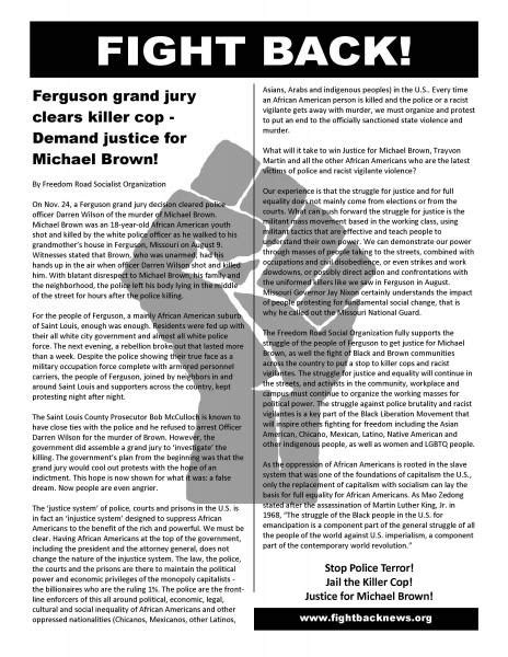Ferguson Grand Jury Clears Killer Cop Demand Justice For Michael Brown — Fight Back News