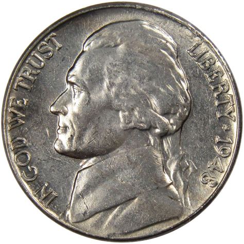 1948 Jefferson Nickel 5 Cent Piece Bu Uncirculated Mint State 5c Us