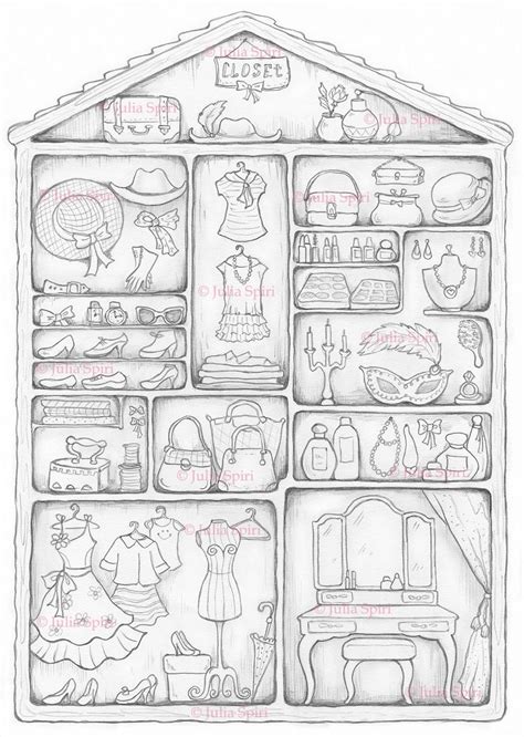 Coloring Pages Digital Stamp Digi Crafting House Dress - Etsy | Digital