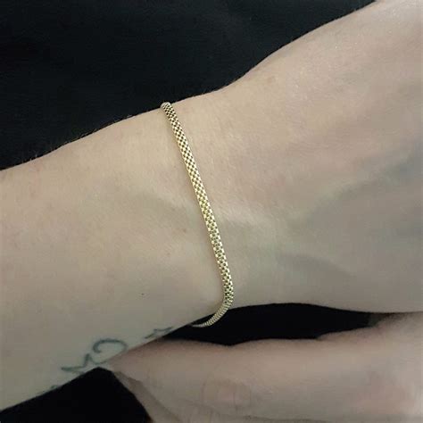 14k Gold Herringbone Chain Bracelet For Women