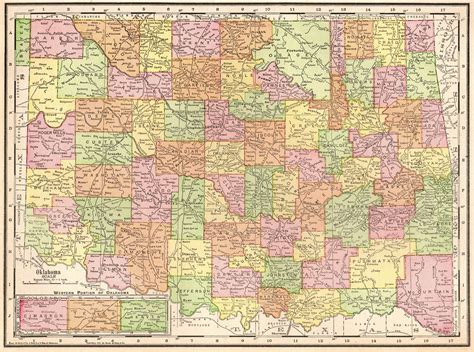 1913 Antique Oklahoma State Map Vintage Map Of Oklahoma Etsy State