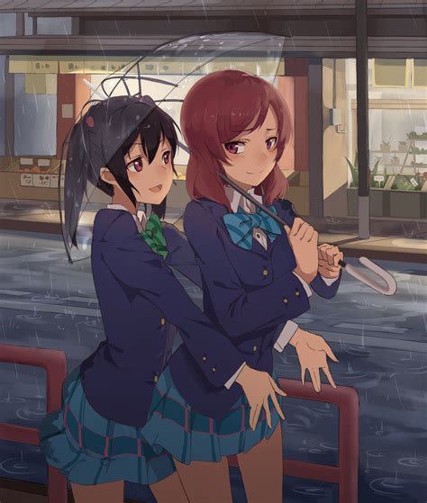 Maki And Nico Sharing An Umbrella Love Live Rawwnime