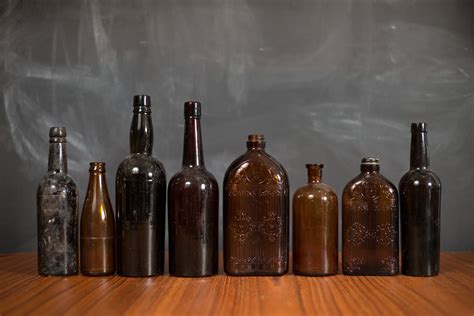 Vintage Apothecary Bottles Set Of 8 Brown Glass Antique Pharmacy