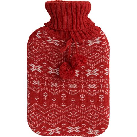 Wilko Hot Water Bottle With Jacquard Knitted Cover Wilko