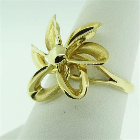 Made In Italy 14k Gold Flower Vintage Ring Etsy