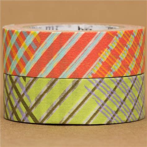 mt washi masking tape deco tape set 2pcs colourful stripes deco tape sets deco tapes