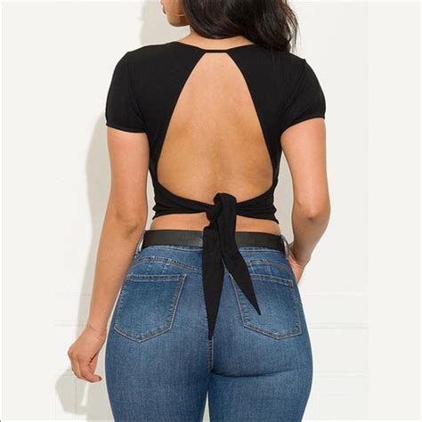 Backless Crop Top Backless Top Fashion Backless Crop Top